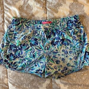 Floral Patterned Shorts in Blue and Green